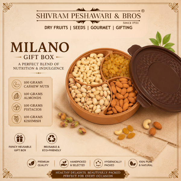 Milano Dry Fruits Gift Box - 400 Grams (100 Grams each of Almonds,Cashew,Raisins & Pistas)